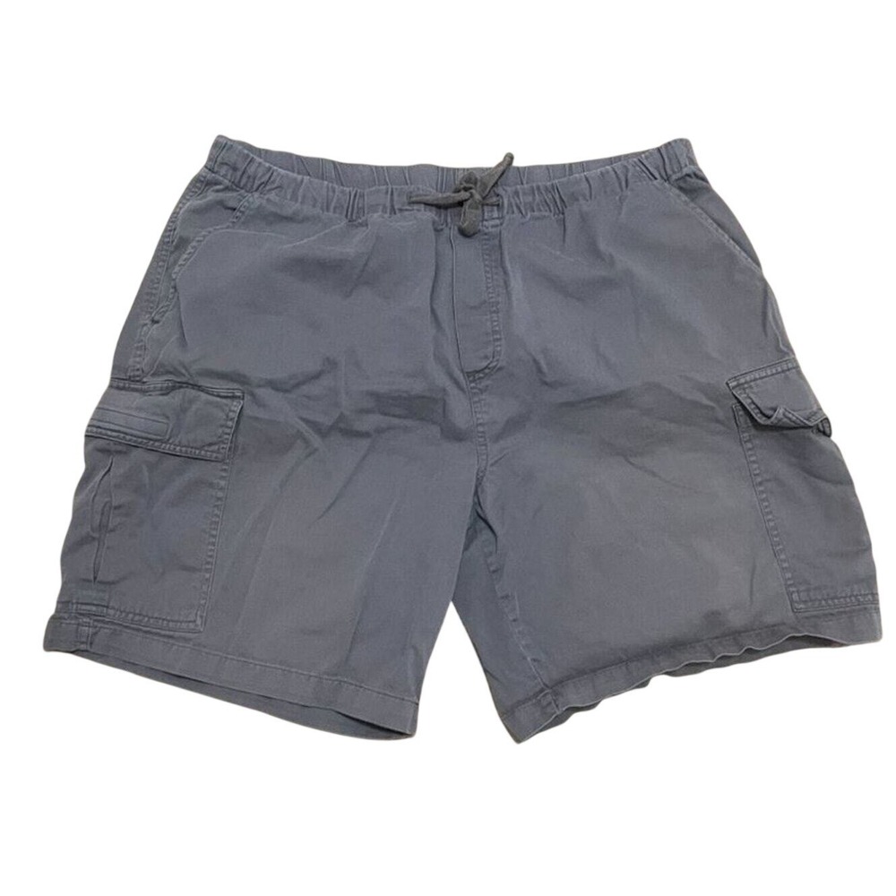 Badge Mens Cargo Shorts XL Grey Brown Cotton Elastic Drawstring Waist Utility